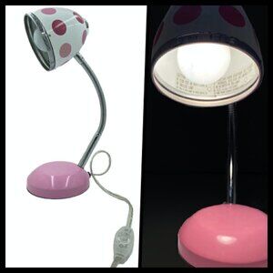 Pottery Barn Kids Gooseneck Desk Lamp Pink Dot